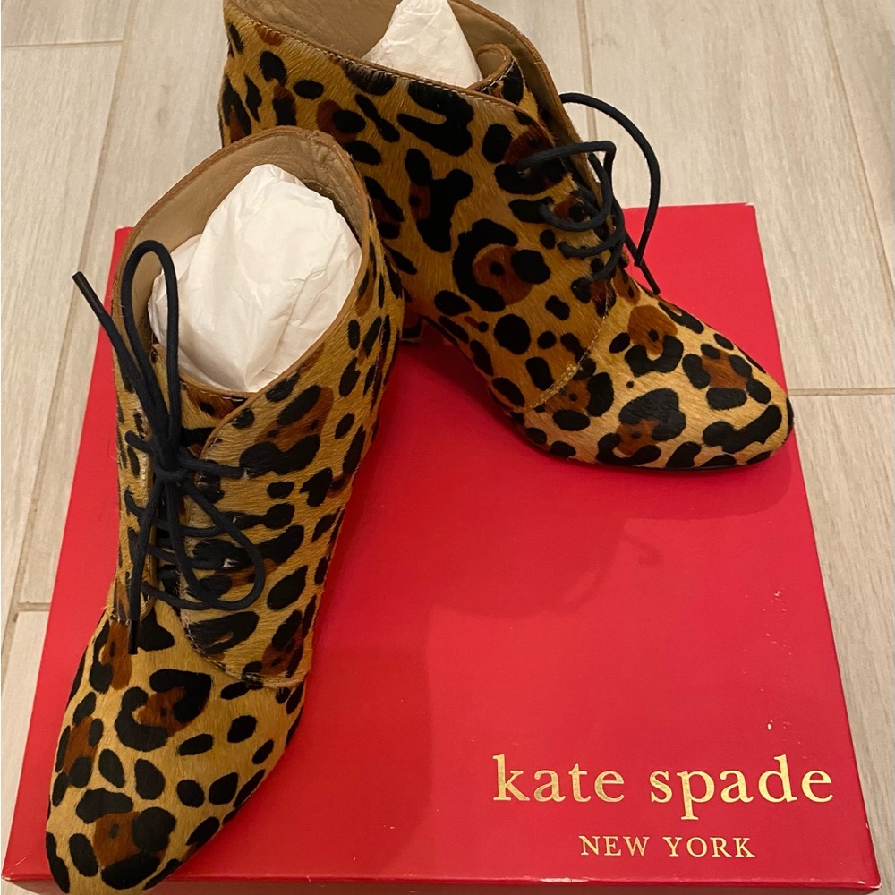 Kate spade camel  Leopard half calf boots